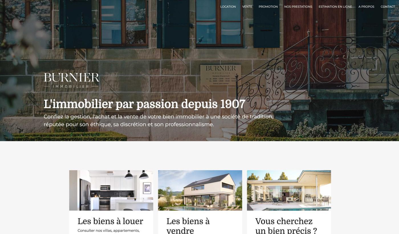 Site internet Immobiler: Burnier & Cie SA - Pixinside rÃ©fÃ©rence web