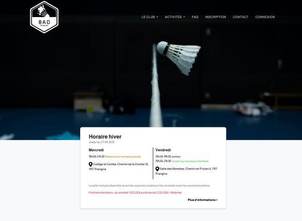 BC Prangins - Club de badminton - rÃ©fÃ©rence web Pixinside